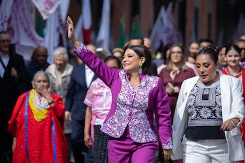 Clara Brugada anunció la creación del Banco de la Ciudad de México durante su informe. (Foto: jefatura gobierno CDMX)