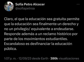 Sofía Petro se pronunció sobre