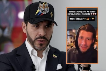Andrés Solano, empresario y dueño de Before Club, lanzó amenazas en video contra Abelardo De la Espriella durante una manifestación en Bogotá - crédito Reuters y X
