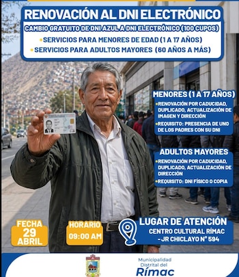 Los trámites para menores incluyen renovación por caducidad, duplicado y actualización de imagen y dirección - Créditos: Municipalidad del Rímac.