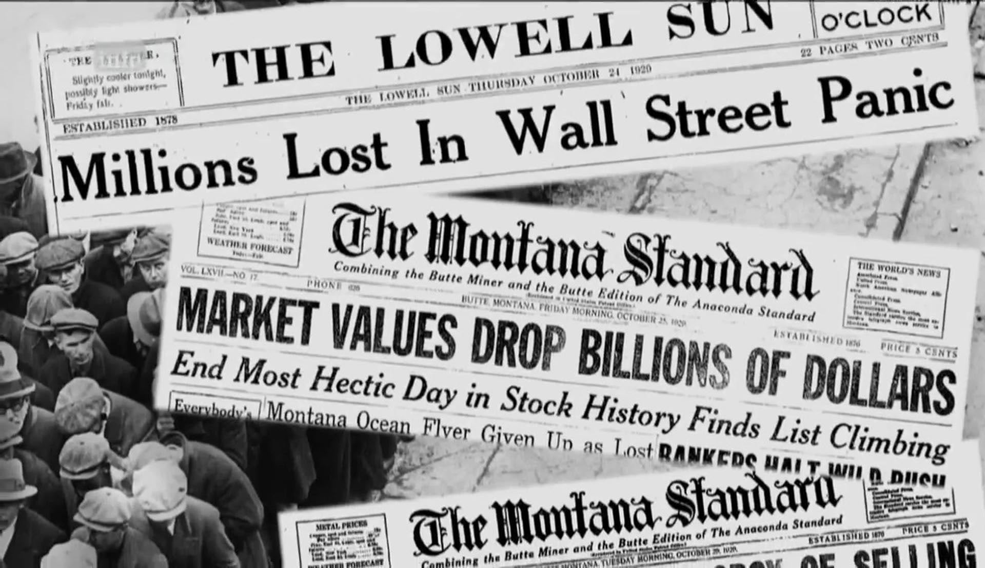 La caída de la bolsa de valores de Wall Street, en 1929 en los diarios