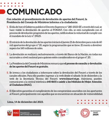 Comunicado de la cartera liderada