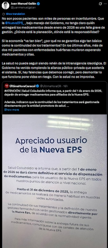 Juan Manuel Galán advierte sobre