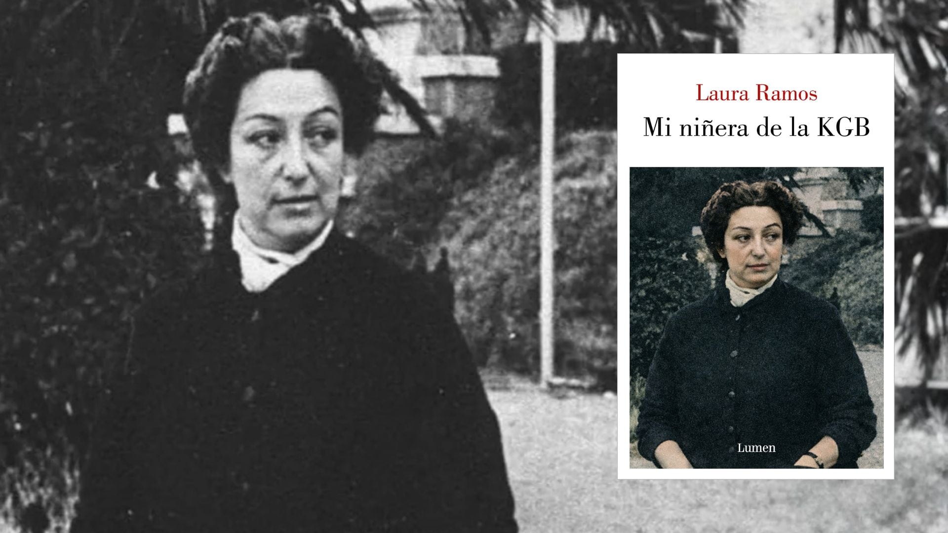 Fotografía de África de las Heras, espía de la KGB, junto a la cubierta del libro de Laura Ramos. (Montaje realizado por Infobae)
