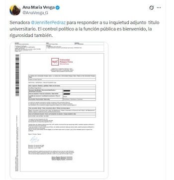 La ministra de Salud, Ana María Vesga, expuso su magíster, luego de los señalamientos de Jennifer Pedraza en su contra - crédito @AnaVesga_G/X