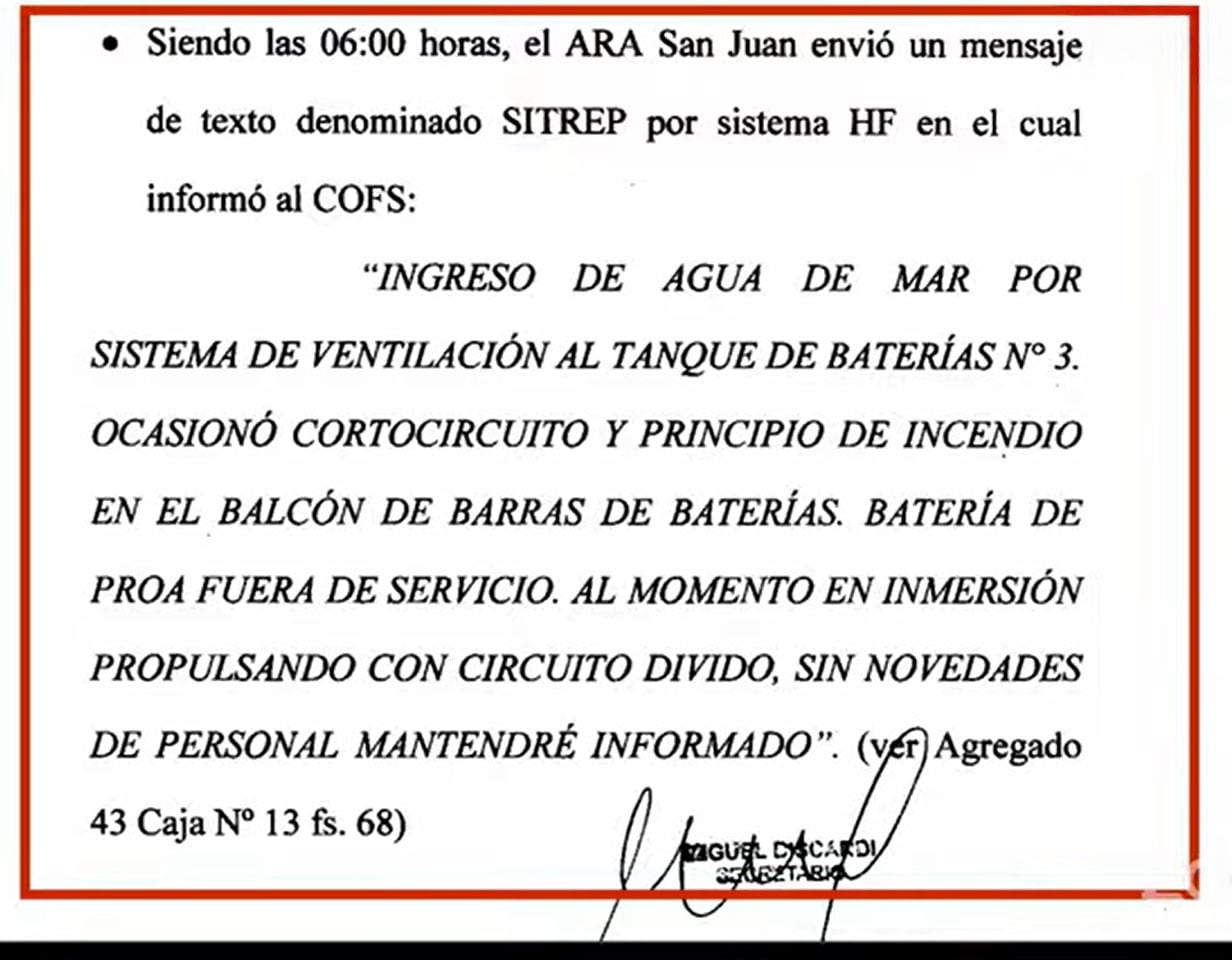 El último mensaje naval enviado desde el submarino antes de su implosión (Captura de pantalla)