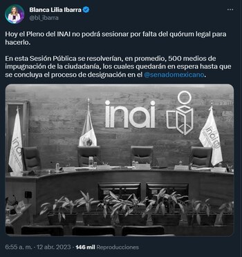 La comisionada presidenta del INAI