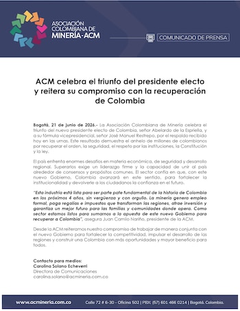 La ACM manifestó queeEl mensaje de hoy en las urnas es la expresión de un anhelo por fortalecer las instituciones, de vivir con seguridad - crédito ACM