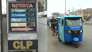 Largas colas de mototaxis para