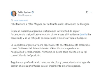 El Gobierno felicitó al ganador de las elecciones en Hungría