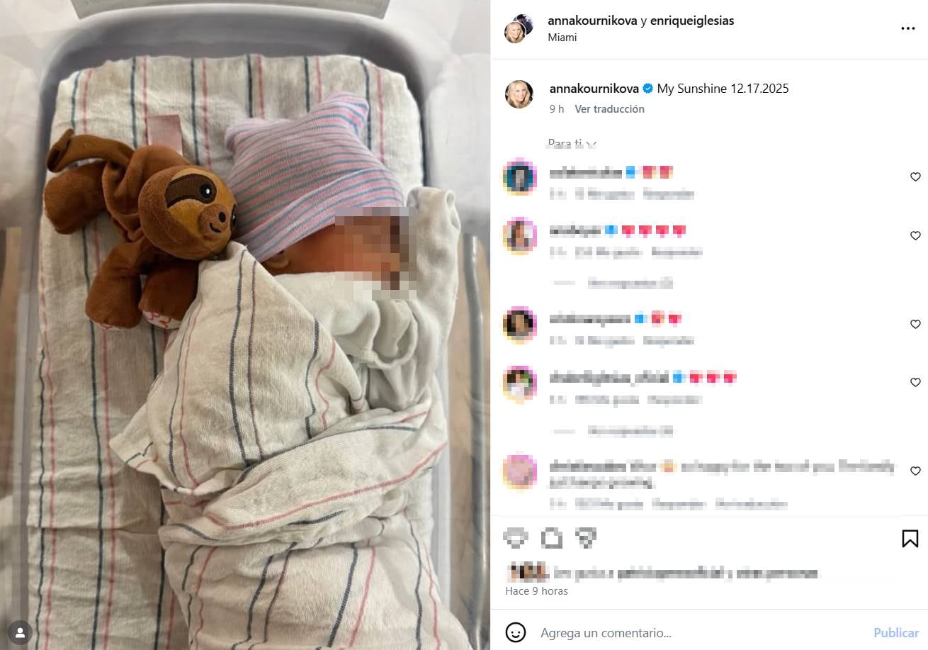 Fotografía con la que Enrique Iglesias y Anna Kournikova han presentado a su cuarto hijo. (Instagram @enriqueiglesias)
