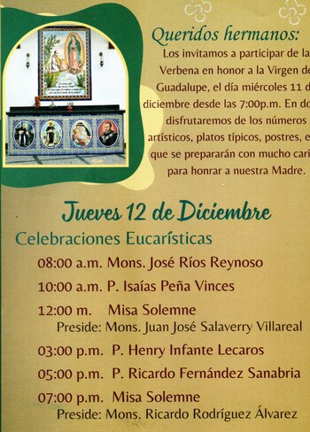 Actividades en Perú por la Virgen de Guadalupe