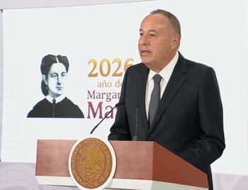 El fiscal general del Estado de México, José Luis Cervantes Martínez, durante 'La Mañanera' de este martes. (Crédito: Gobierno de México)