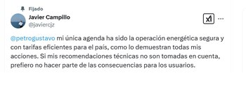 Javier Campillo, exviceministro de Energía,