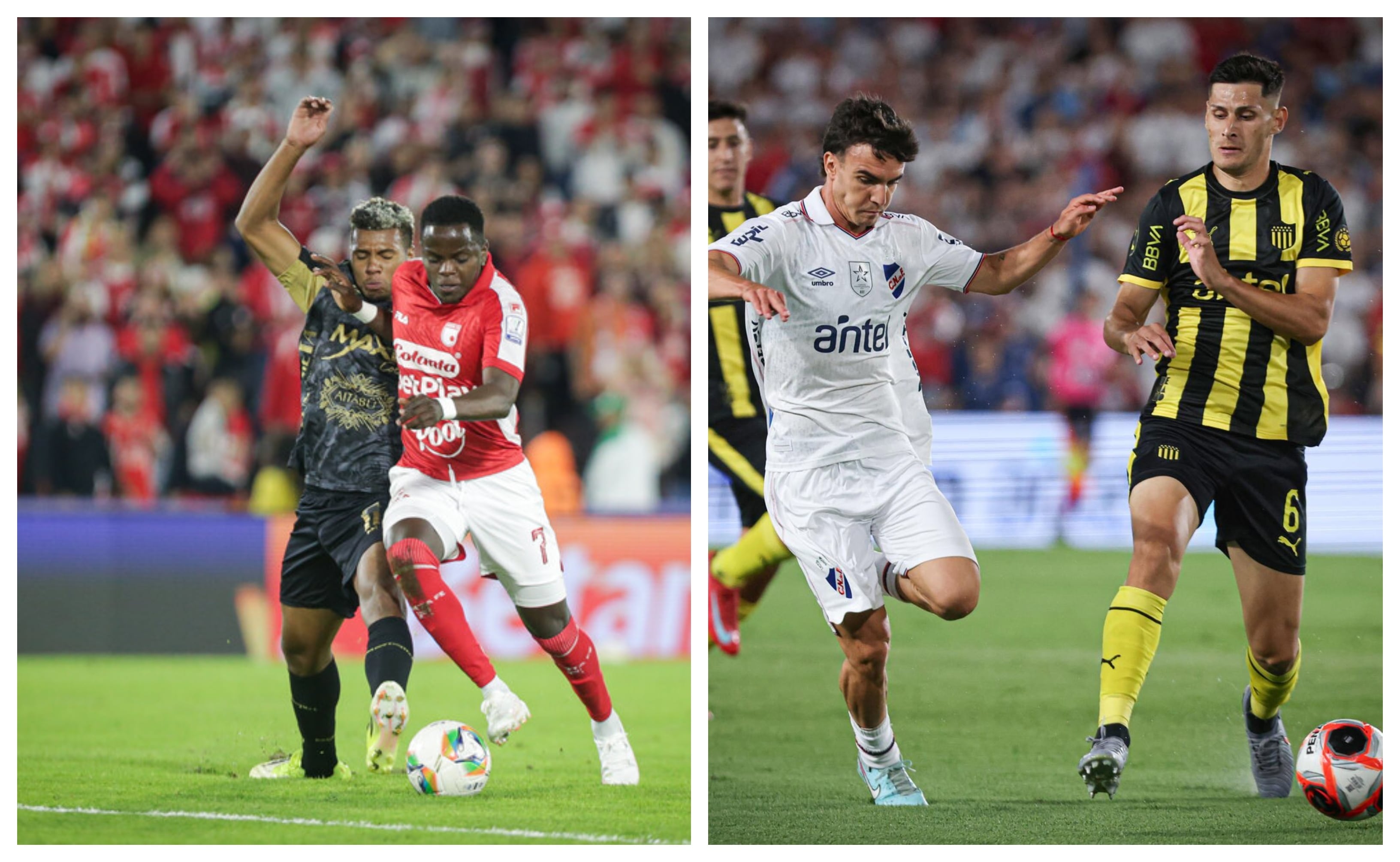 Peñarol juega ante Santa Fe en el estadio El Campín de Bogotá-crédito Cristian Bayona/Colprensa-Gastón Britos/EFE