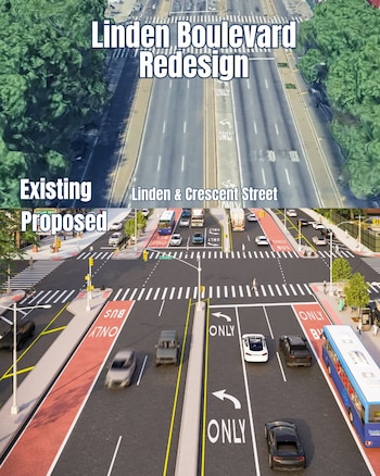 El Departamento de Transporte de Nueva York iniciará en 2026 el rediseño integral de Linden Boulevard, considerado el corredor más peligroso de Brooklyn (NYC Dot)