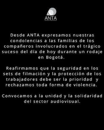 La Alianza Nacional de Trabajadores del Sector Audiovisual exige mayor seguridad para las productoras durante rodajes en zonas de alto riesgo en Bogotá - crédito Anta_Colombia/Instagram