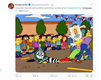 Los mejores memes y críticas que dejó la goliza 0 - 4 de Uruguay contra México en un partido amistoso (Captura X)