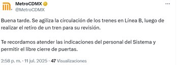 Metro reporta retiro de un