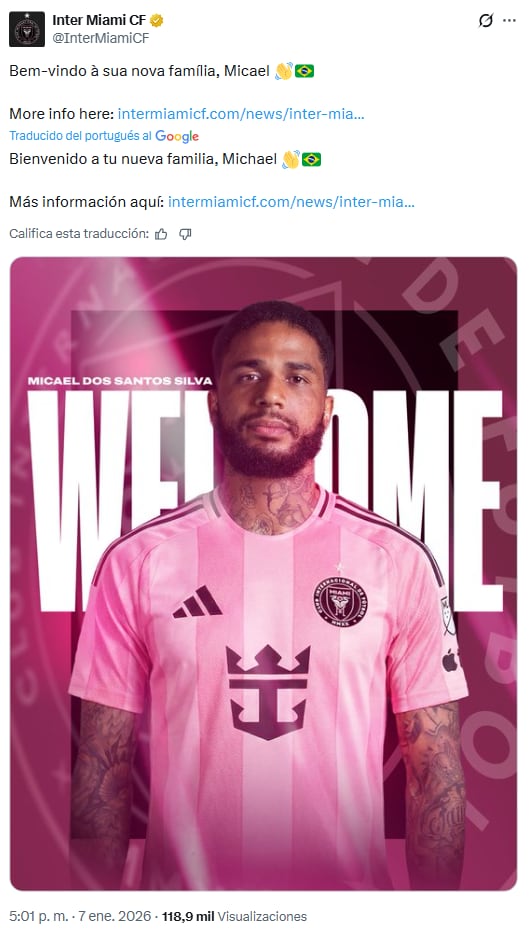 Inter Miami confirmó la llegada de Micael