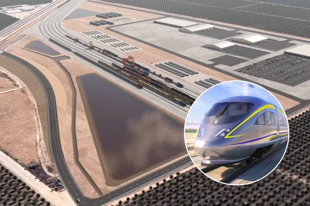 El nuevo complejo ferroviario se levanta en 150 acres al sur de Wasco e integra seis conexiones para almacenamiento y traslado de materiales críticos (Secret Los Angeles)