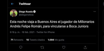 Andrés Felipe Román, transferencia a