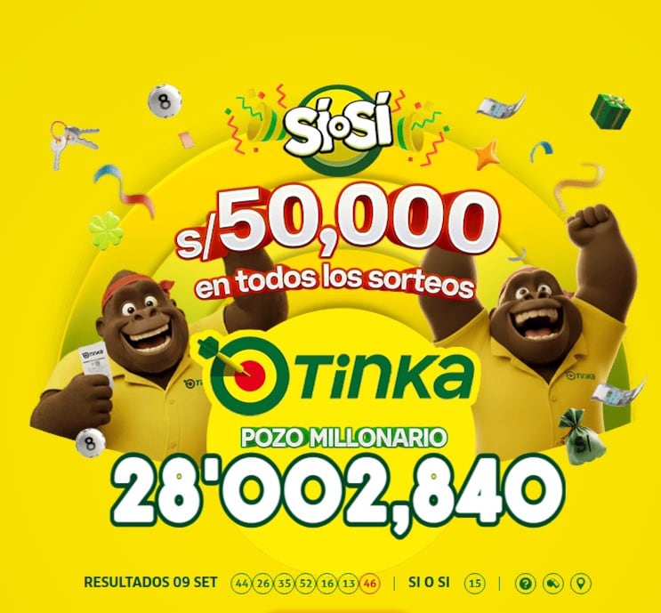 Conoce todos los resultados de La Tinka del miércoles 9 de setiembre de 2026, incluido el Pozo Millonario, Sí o Sí y Boliyapa. Captura: América TV.