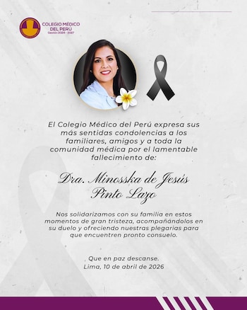 Instituciones médicas expresan pesar y exigen justicia tras el asesinato de la doctora Minoska Pinto Lazo