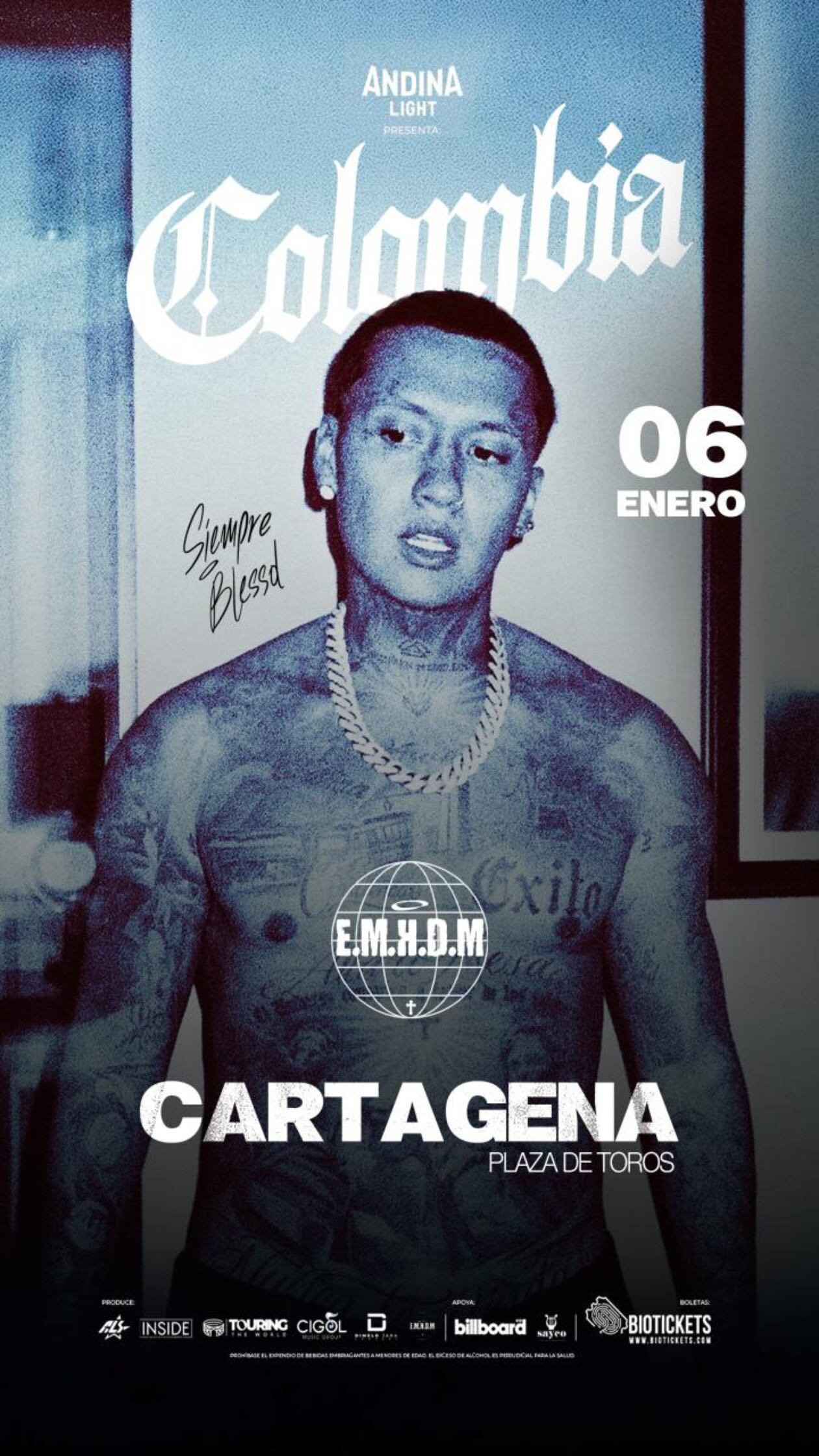 Blessd informó en redes que el concierto en Cartagena se reprogramó para el 6 de enero - crédito Blessd / Instagram