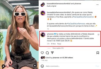 Yina Rose respondió a quienes
