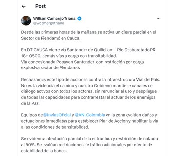 Aunque actualmente la vía está