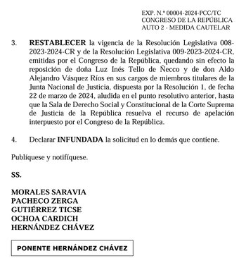 Medida cautelar del TC