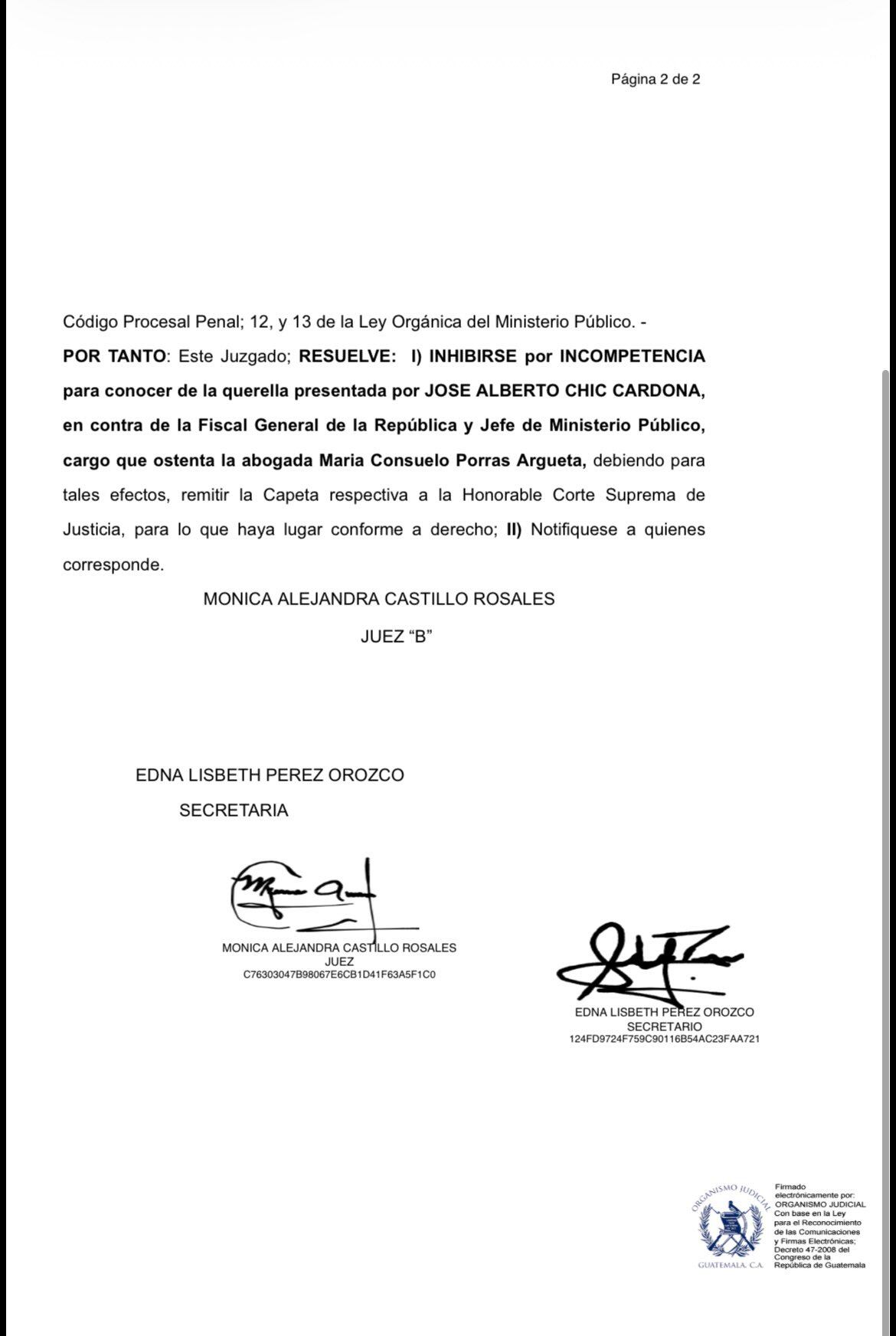 La Corte Suprema debe determinar si existen méritos para retirar la inmunidad a Porras a raíz de la denuncia presentada por el diputado José Alberto Chic Cardona. (Cortesía: Redes sociales)
