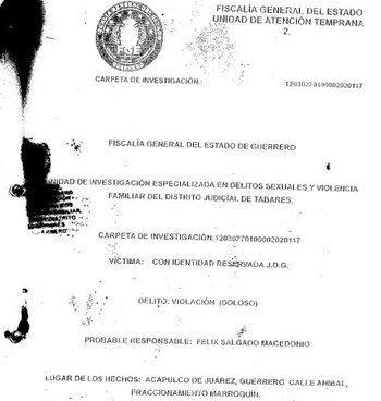 Hoja del expediente contra Félix