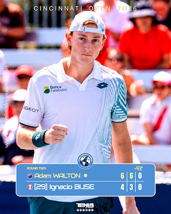 Ignacio Buse cedió en sets corridos ante Adam Walton en su debut en el Masters 1000 de Cincinnati.