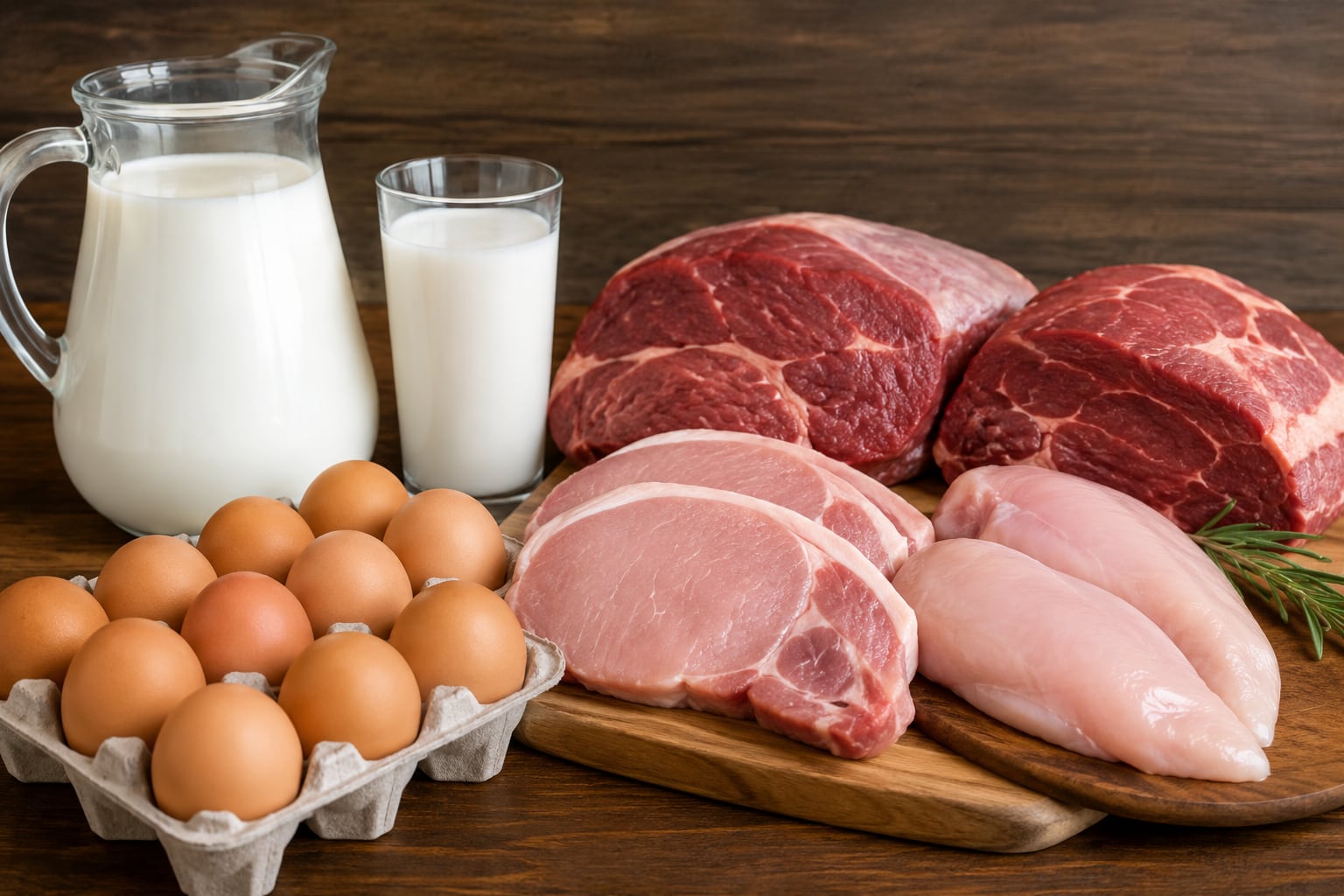 El gasto diario per cápita en carnes, leche y huevos aumentó progresivamente entre junio de 2025 y junio de 2026. (Ilustración Infobae)