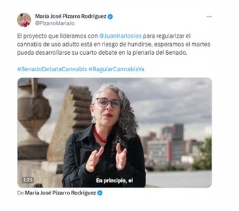 María José Pizarro hace un llamado a Iván Name para priorizar la discusión sobre el cannabis en Colombia - crédito @PizarroMariaJo/X