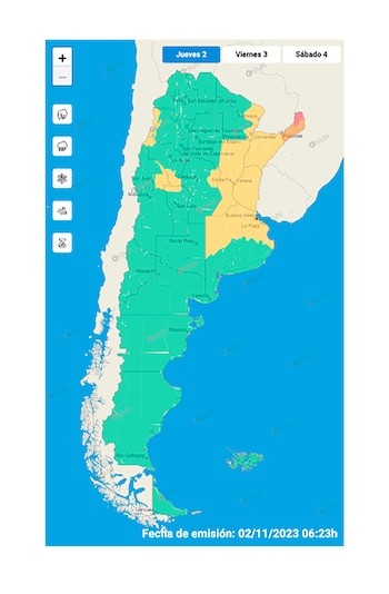 El mapa de alertas del