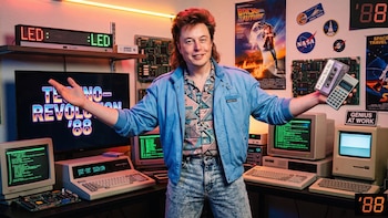 Prompts para crear fotos en los 80s de Elon Musk, Mark Zuckerberg, Sam Altman, Bill Gates y Jeff Bezos