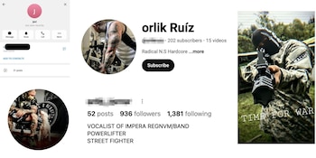 Javier 'Orlik' Ruiz, presunto miembro del grupo neonazi Active Club Bogotá, vocalista de la banda de hardcore Nacional socialista, impera Regnvm y powerlifter - crédito redes sociales de Orlik Ruíz