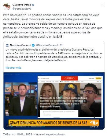 El presidente Gustavo Petro dijo