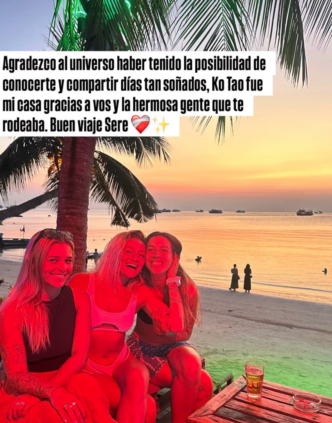 Una compañera de viaje le dedicó un mensaje en Instagram a Serena