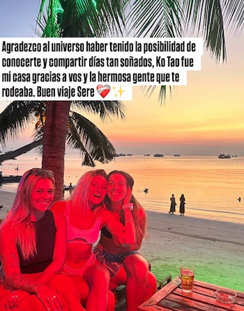 Una compañera de viaje le dedicó un mensaje en Instagram a Serena