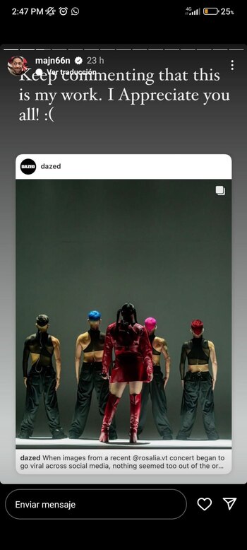 Coreógrafo de Rosalía reclama derechos a iOA. (Instagram)