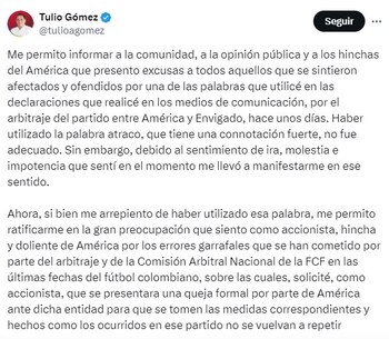El fútbol profesional colombiano atraviesa una crisis arbitral y el máximo accionista del América de Cali aseguró que no daban garantías, luego tuvo que retractarse - crédito Tulio Gómez / X