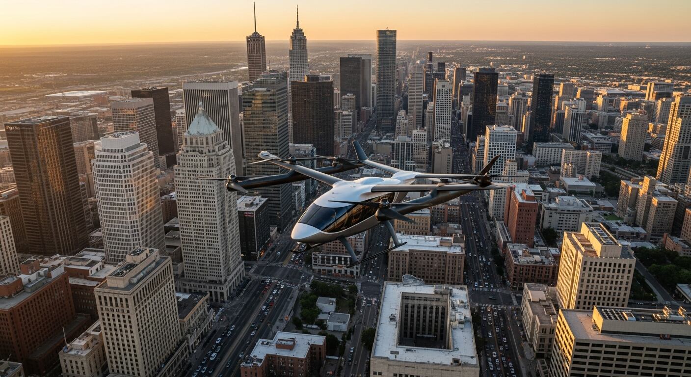El programa federal eVTOL Integration Pilot Program permite que taxis aéreos eléctricos inicien pruebas reales en 26 estados de Estados Unidos. (Imagen Ilustrativa Infobae)
