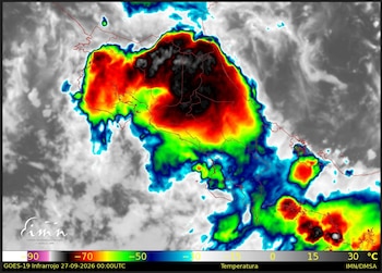 La Onda Tropical 47 se desplaza hacia el oeste a una velocidad de 28 kilómetros por hora sobre Costa Rica. (Cortesía: Instituto Meteorológico Nacional )