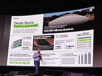 También se mostró el monto total de la inversión, y la implementación de cinco gramas para ayudar a reconstruir el campo de juego-crédito Diego Ariza/Infobae Colombia