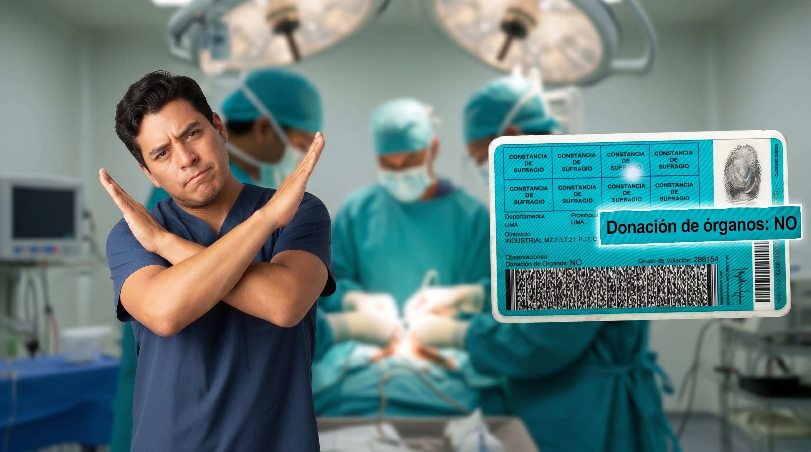 Un médico muestra su rechazo a la donación de órganos, presentando un documento que indica