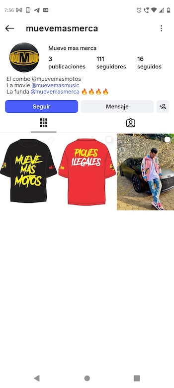 Mueve Más Merca, otro de los negocios de Jesús Cristóbal Morena, alias Capó C - crédito captura de pantalla Mueve Más Merca / Instagram